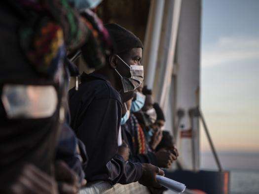 Migrants aboard search and rescue ship in Mediterranean