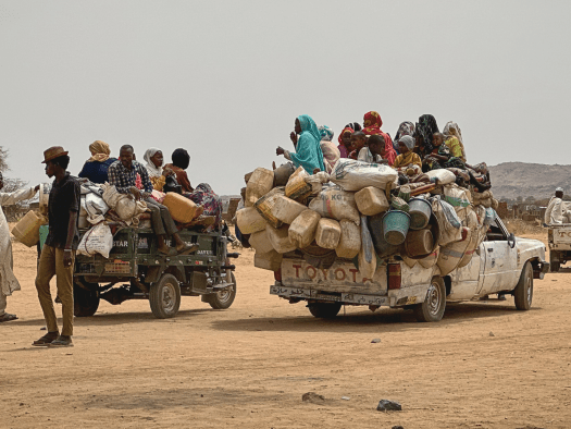 Displaced people reaching Tawila locality, Sudan.