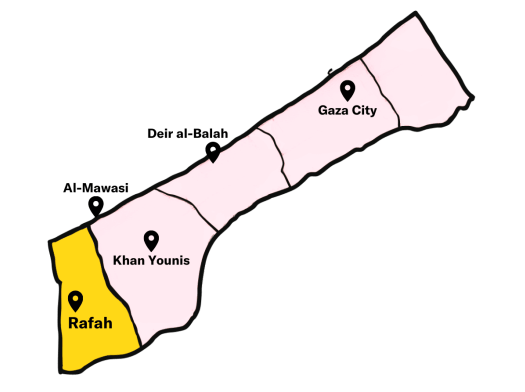 Map of Rafah in Gaza.