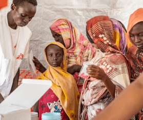 Sudanese refugees in an MSF clinic in South Sudan.