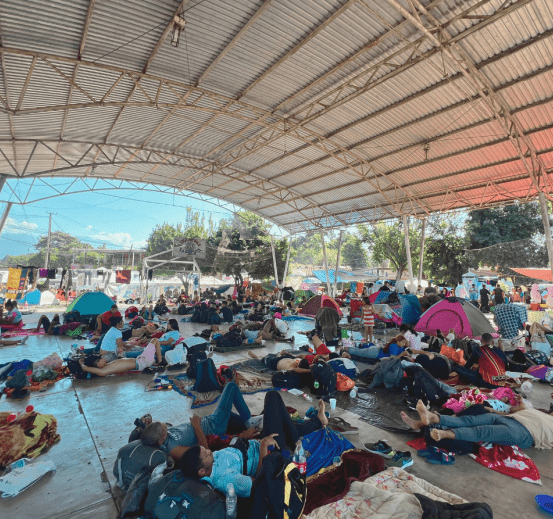 Migrants in a shelter in Mexico.